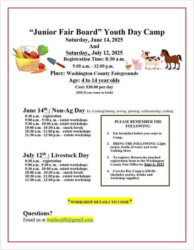 Flyer promoting 2025 Youth Day Camp