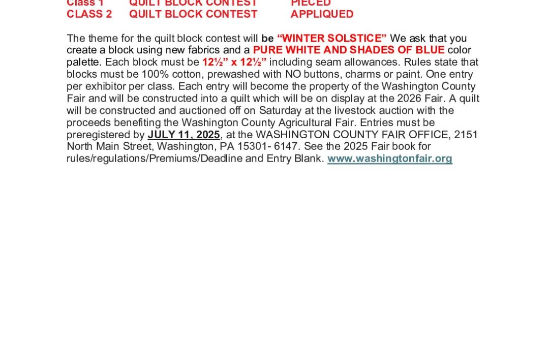 2025 Quilt Block Contest | Washington Fair